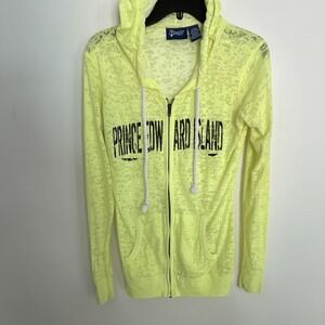 Popular Sports Full Zip Hoodie Yellow L Women's Cotton Polyester Hooded Pockets